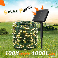 1000 Leds Backyard Solar Outdoor String Lights Ins Garden 100m Fairy for Wedding Aesthetic Green Ramadan Decoration Christmas