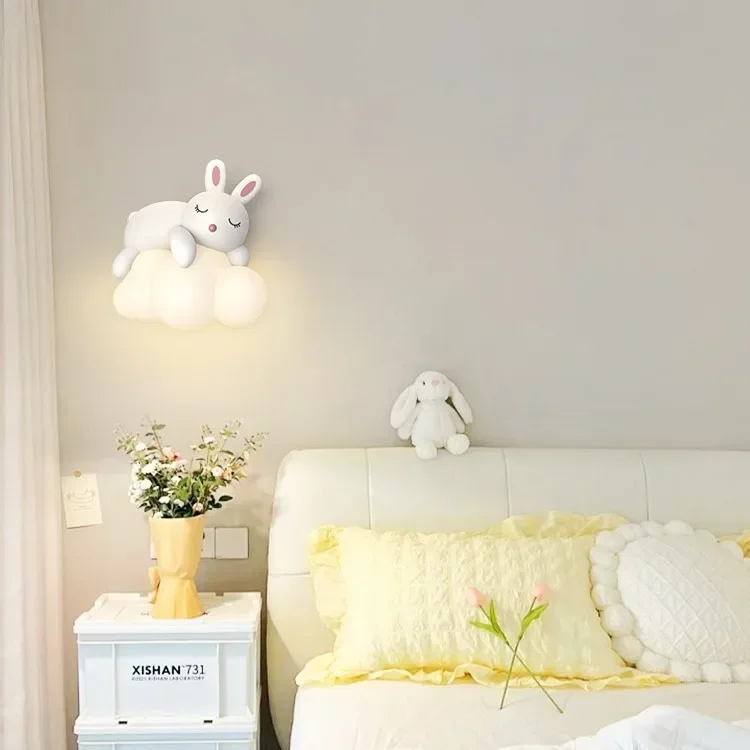 CHAO 6 Cute Children's Room Panda Wall Lamps LED Cloud Lamp Modern Creative Baby Room Nursery Boy Girl Bedroom Bedside Bear Wall