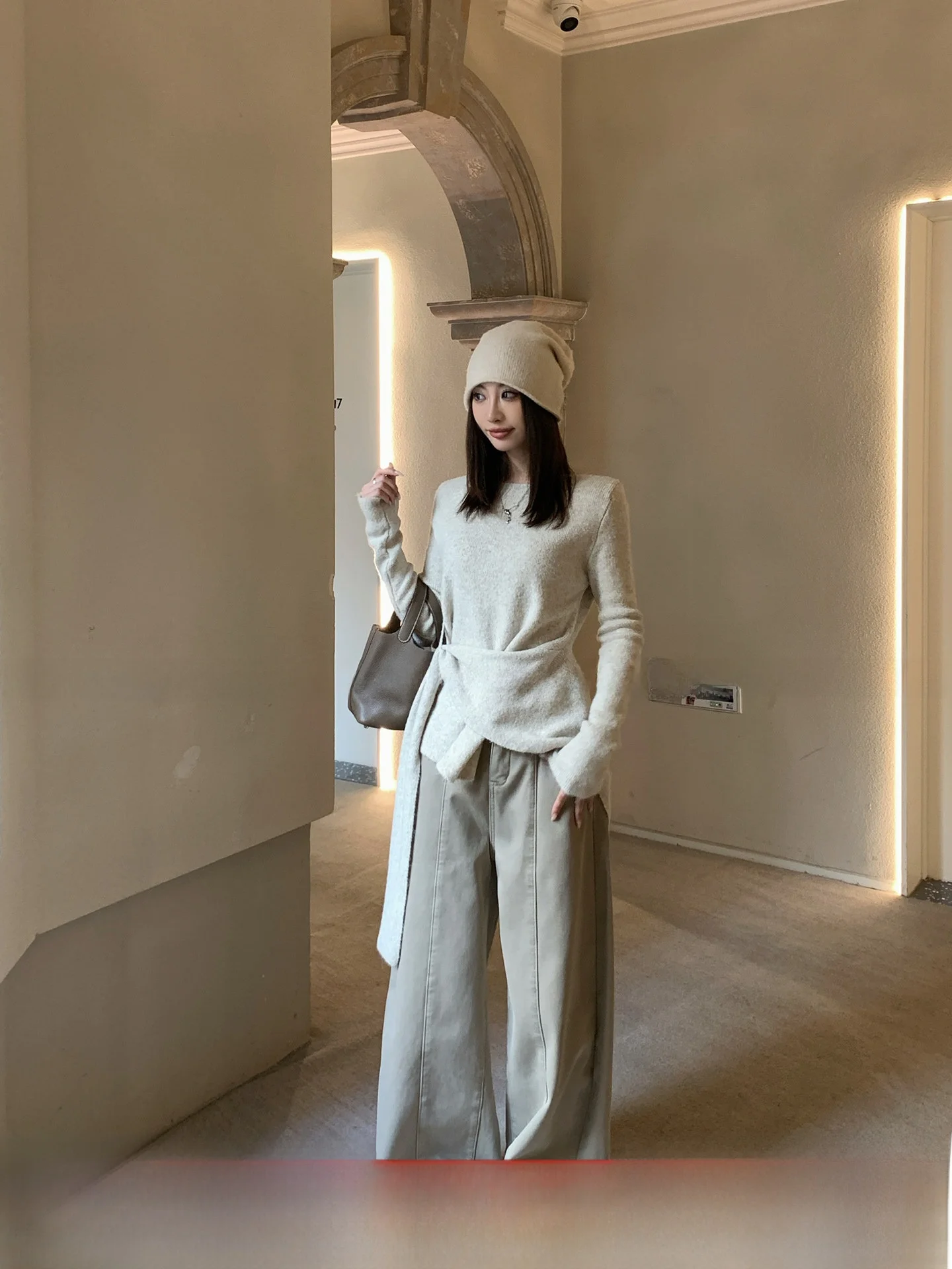 

Женский вязаный бархатный топ GV Mat Design с круглым вырезом, завязками по бокам, утягивающий талию, модный, осенне-зимний, новинка