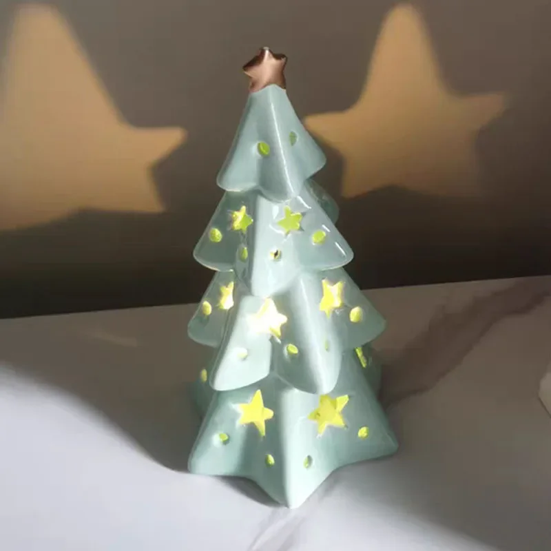 

Christmas Gift Ceramic Translucent Stars Tree Night Lights Decorative Ornaments