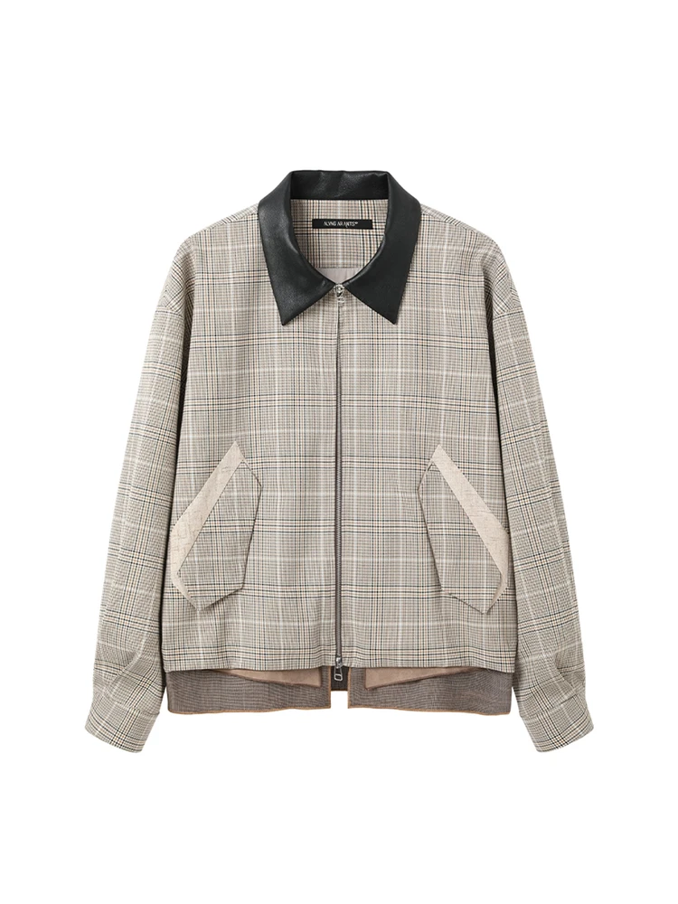 

Cleanfit American Plaid Jaet Men's Spring Autumn Sle High-End ape Stand Collar Harrington Jaet Loose Fit Long Sve