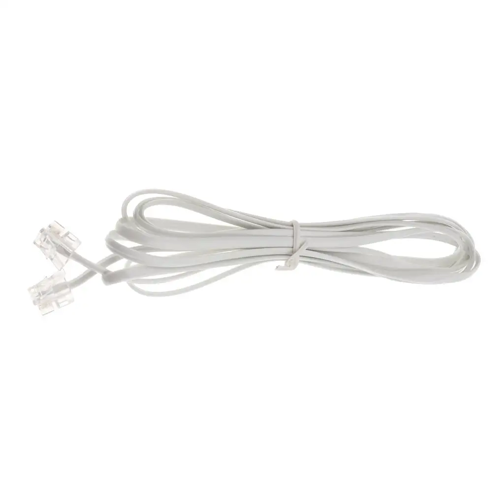 10 Feet Telephone Landline Extension Cord Cable Line Wire with Standard RJ-11 6P2C Plugs (White 2.4m ,1Pack)