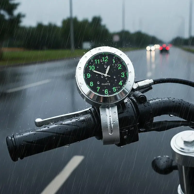 Universal Motorbike Handlebar Clock Waterproof with Night Vision Light 1PC for Outdoor Off-Road Riders Daily Commute Use