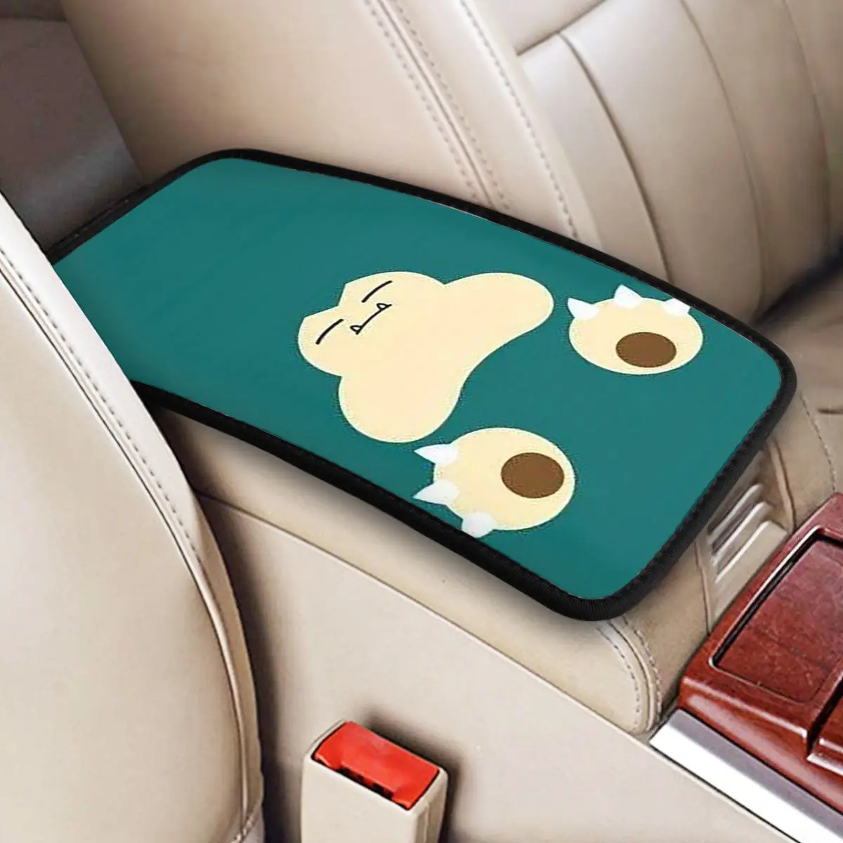 Snorlax Center Console Cover Pad for Cars Japanese Anmie Auto Interior Armrest Cover Mat