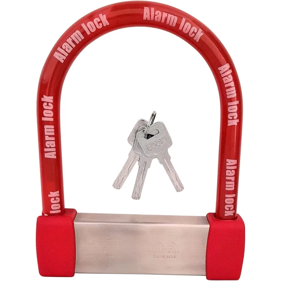 

Heavy duty antitheft bike lock with high pitched audible alarm for secure protection of bicycles fat tire ebikes scooters and m
