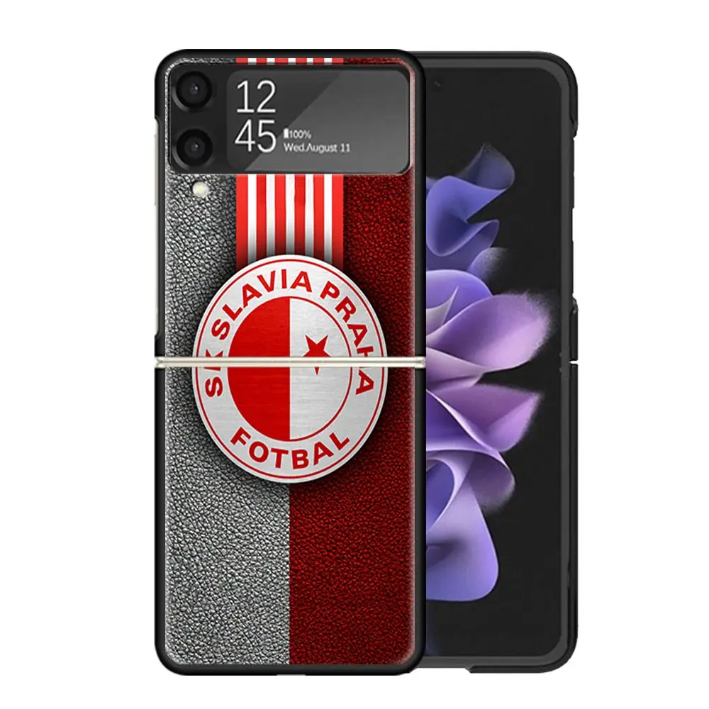 Sk Slavia Praha Czech Republic Clear Phone Case For Samsung Z Flip 5 4 3 Galaxy ZFlip 6 5G Shockproof Hard Print Cover TPU PC Co