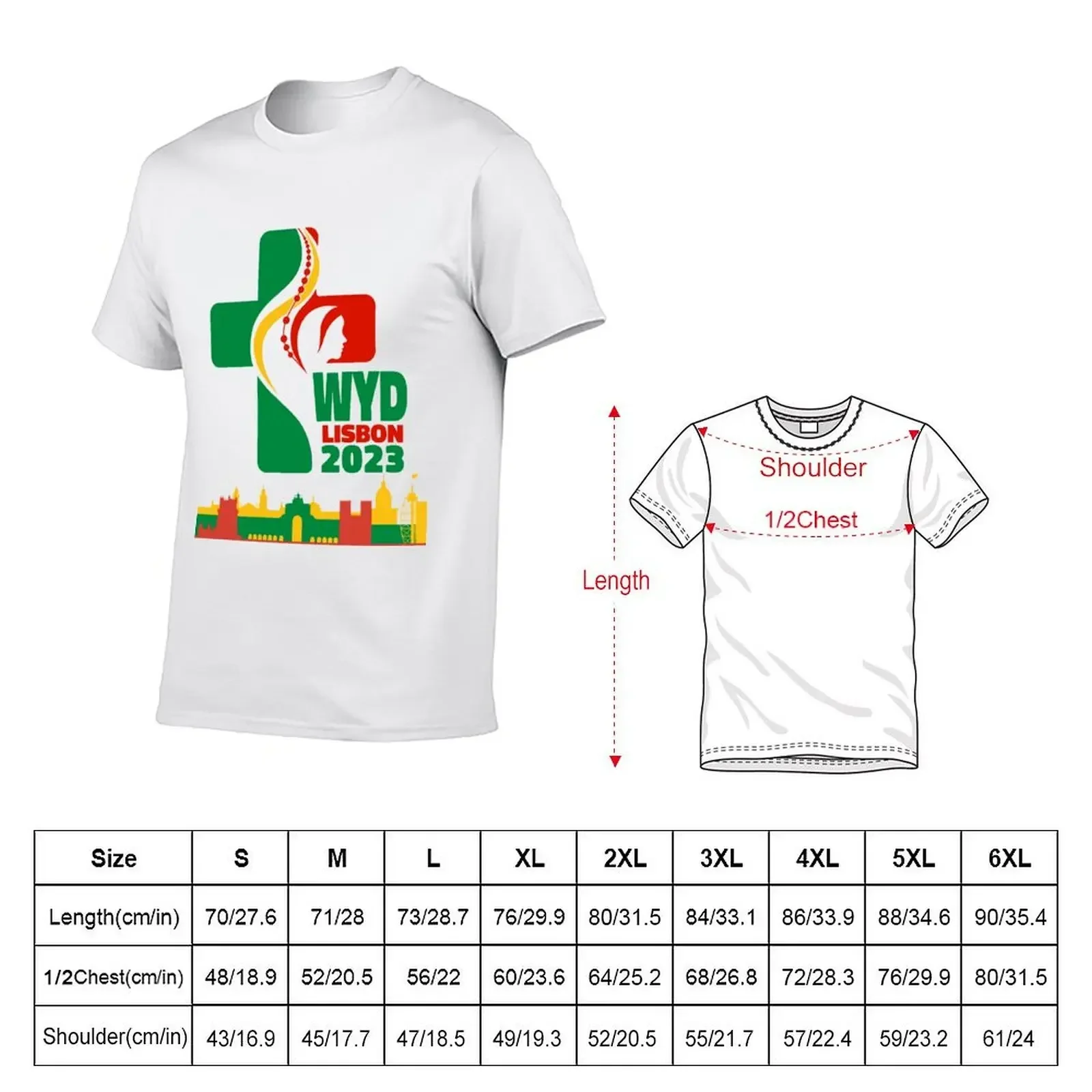 WYD World Youth Day Lisbon 2023 official logo city T-Shirt rapper graphic tees vintage clothes mens tall t shirts