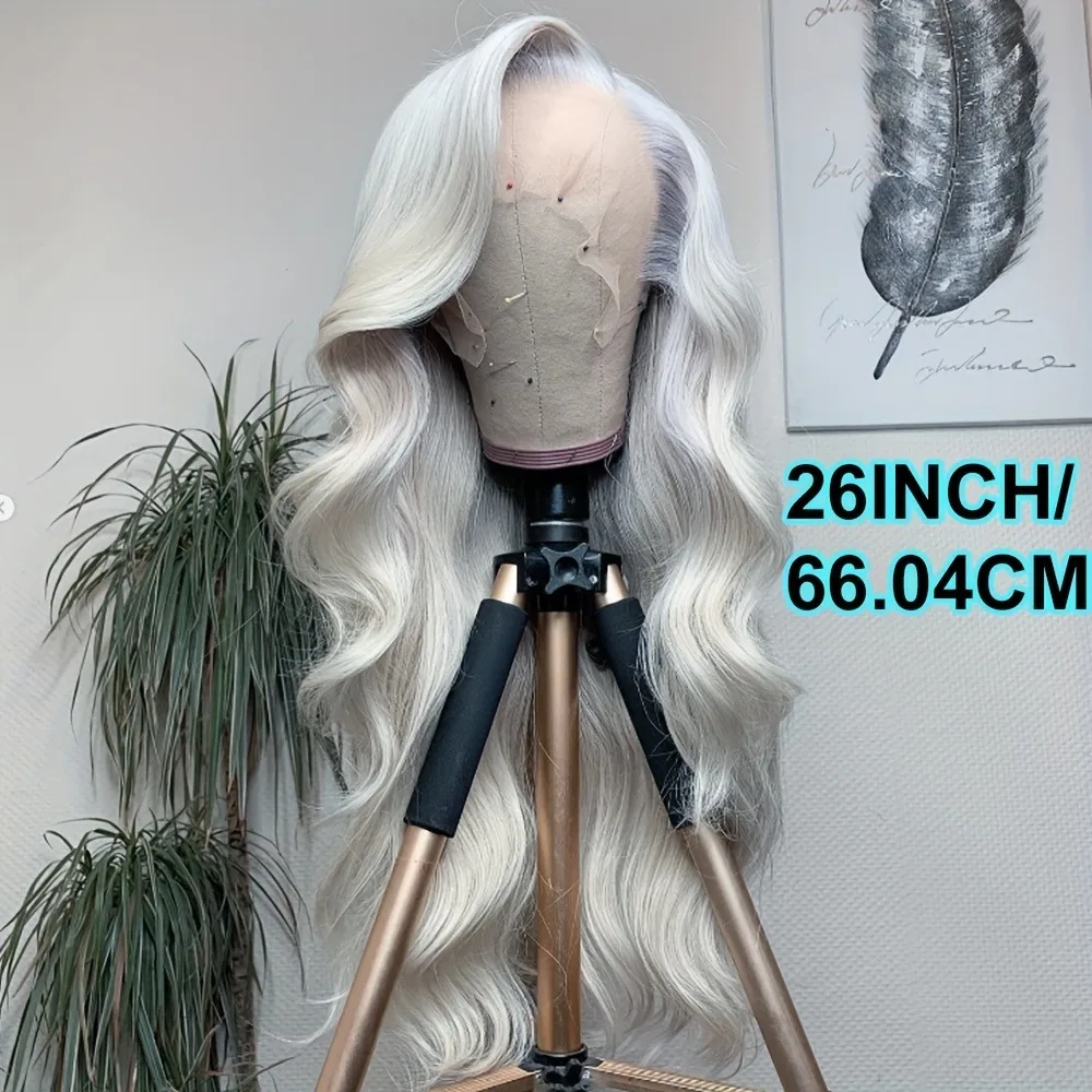 شعر مستعار رمادي فضي الجسم موجة الدانتيل الجبهة الباروكات الاصطناعية 13X4 HD شعر مستعار الدانتيل غلويليس جودة عالية قبل قطعها تأثيري للنساء pelucas