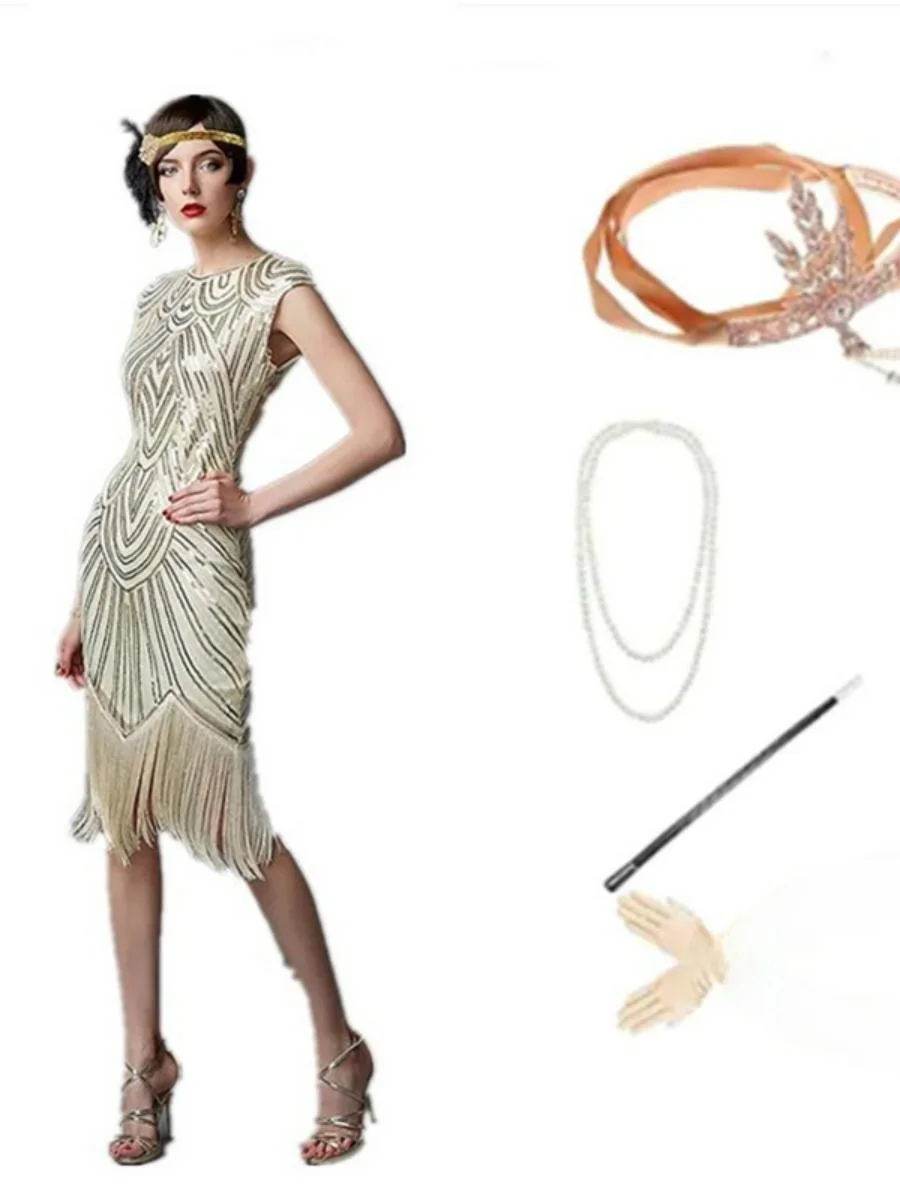 فستان Loween Retro Sequin Dr للسيدات Faion 920S فستان Par Ensemble ort تنورة واسعة Sle No Sve تصميم متوسط الخصر
