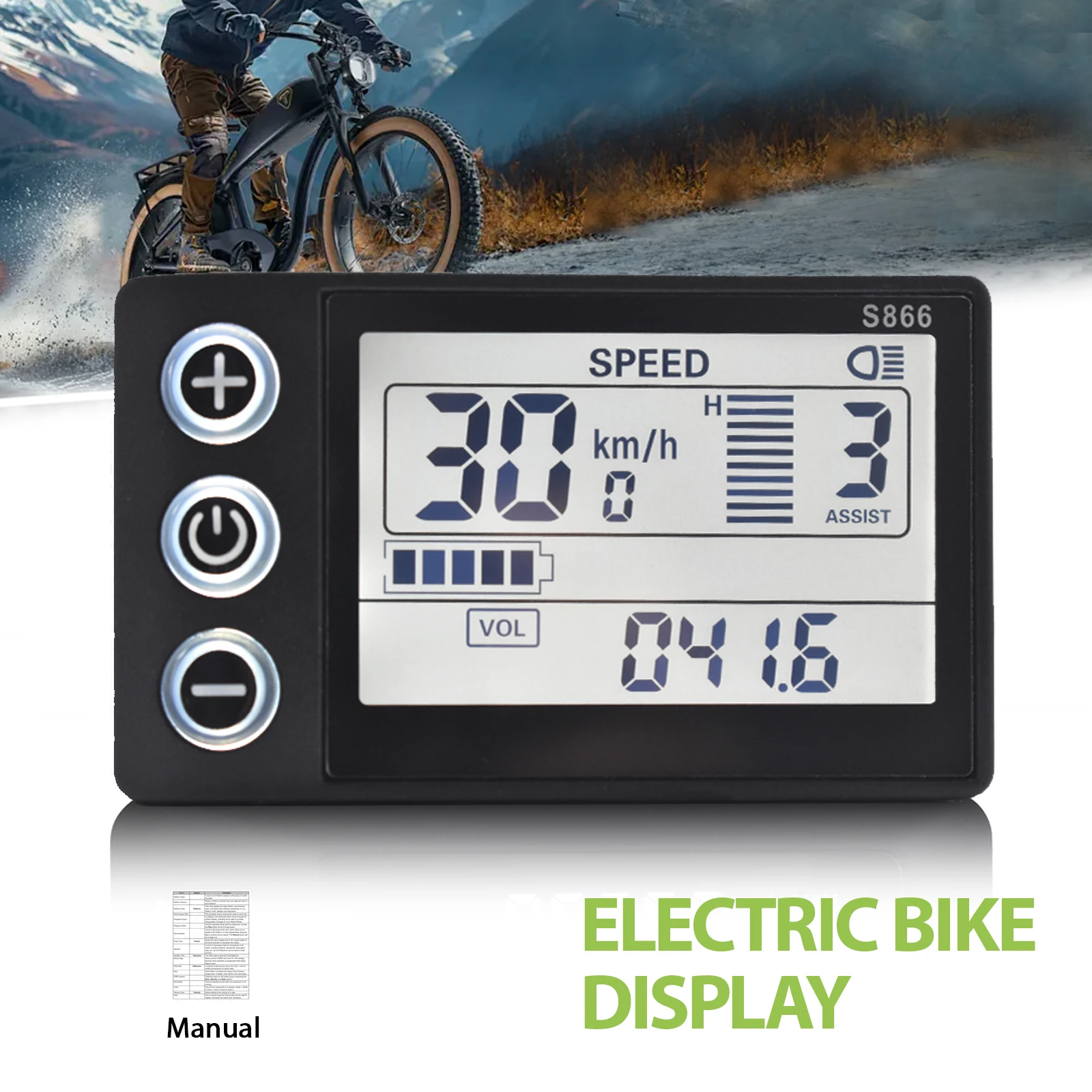 S866 Electric Bicycle Display Digital Cable Ebike Smart Bike Computer Bicycle Speedometer Waterproof Road Mtb Cycling Odometer