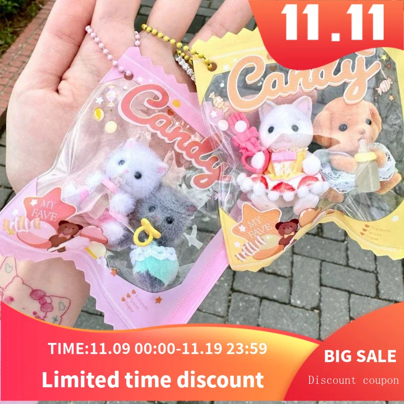 5/10/15pcs Sylvanians Families Kids Cartoon Cute Pendant dust bag Mini Candy Bags Toys Storage Supplies Accessories Key Chains