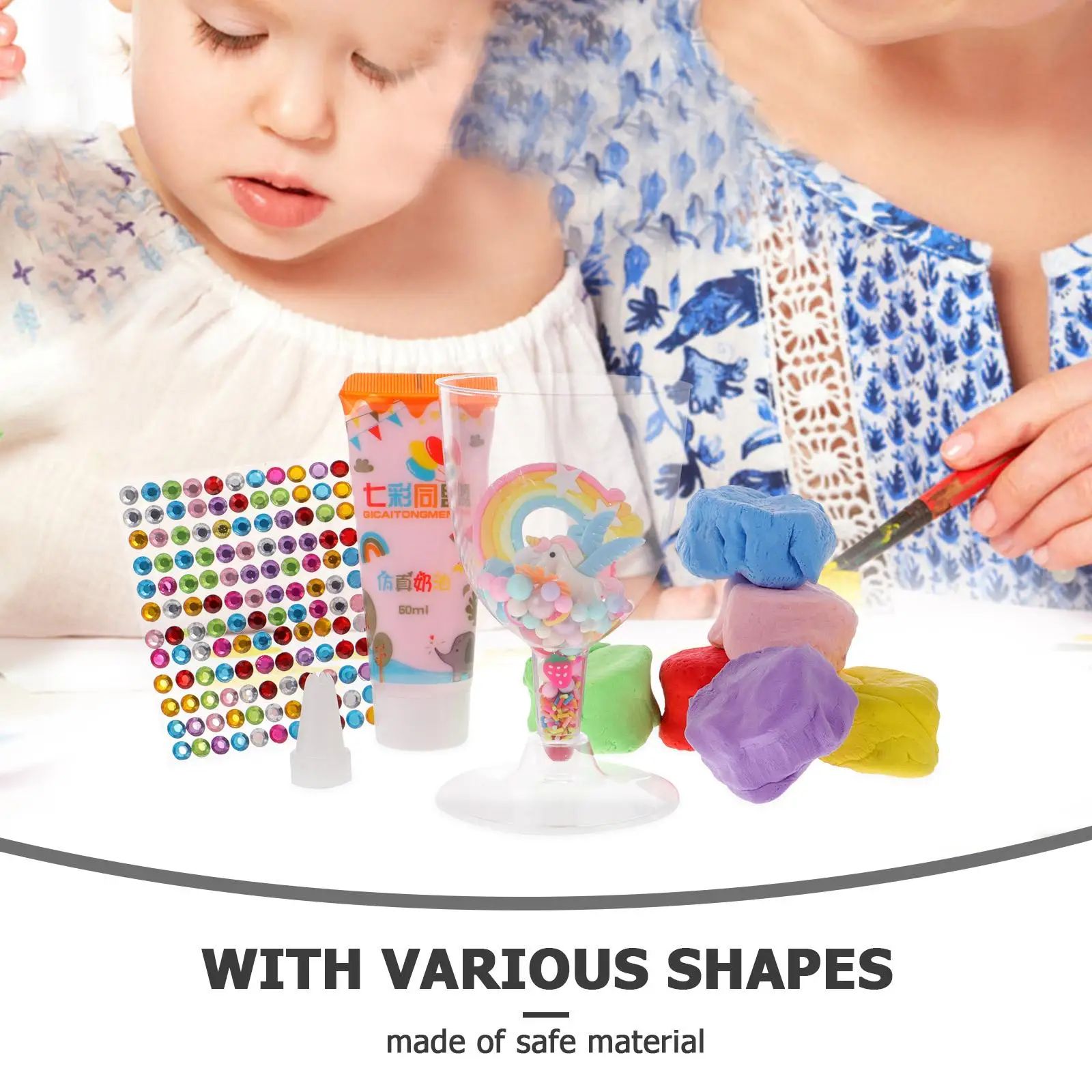 Modeling Clay Material Pack Kids DIY Cream Dessert Ice Cream Cup Crafts Safe Material Stable Performance Creative Imagination