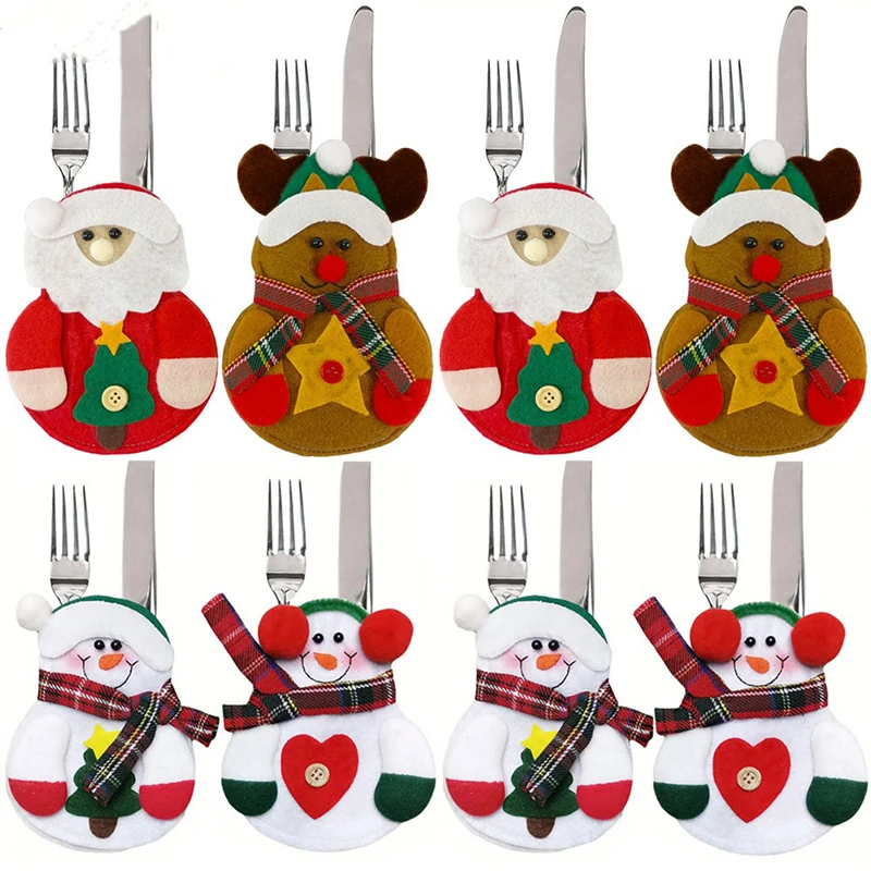 1/6/8 Pcs Santa Suit Christmas Cutlery Holder Tableware Silverware Bag Christmas Table Decoration Knife And Fork Cover