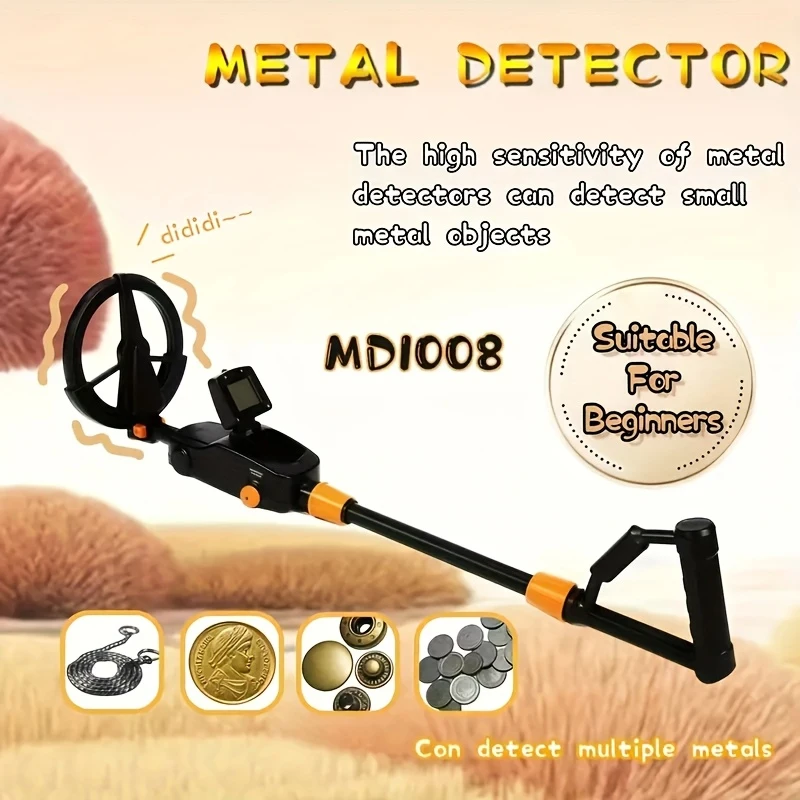 Detector de metales portátil, detector de oro MD1008A, detector de metales para búsqueda de tesoros subterráneos, rastreador con bobina de búsqueda impermeable