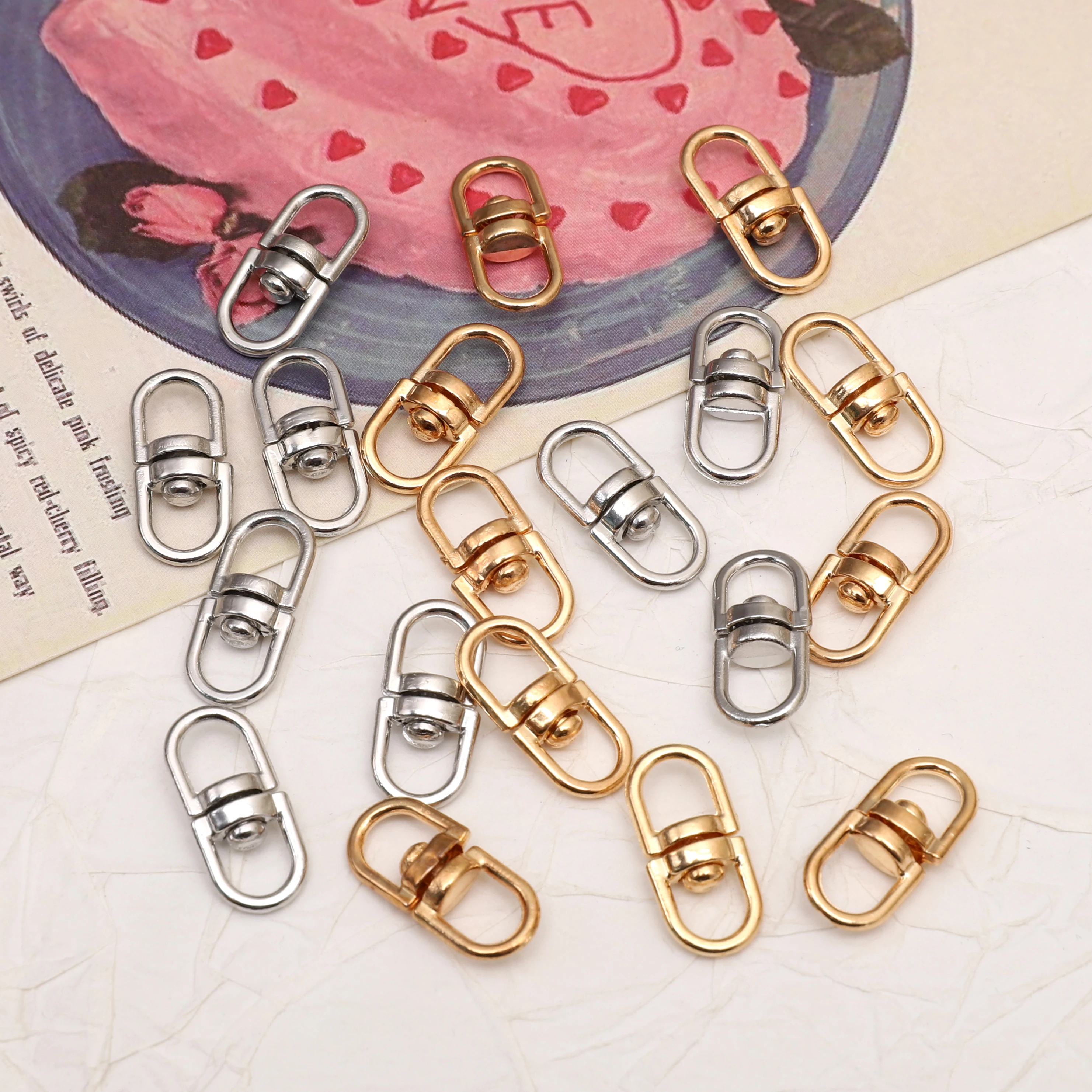 10/20 قطعة 8x19 مللي متر KC الذهب/الروديوم اللون سبائك 360 درجة تدوير المشابك للمجوهرات DIY بها بنفسك صنع حقيبة سلسلة مفاتيح قلادة النتائج #5