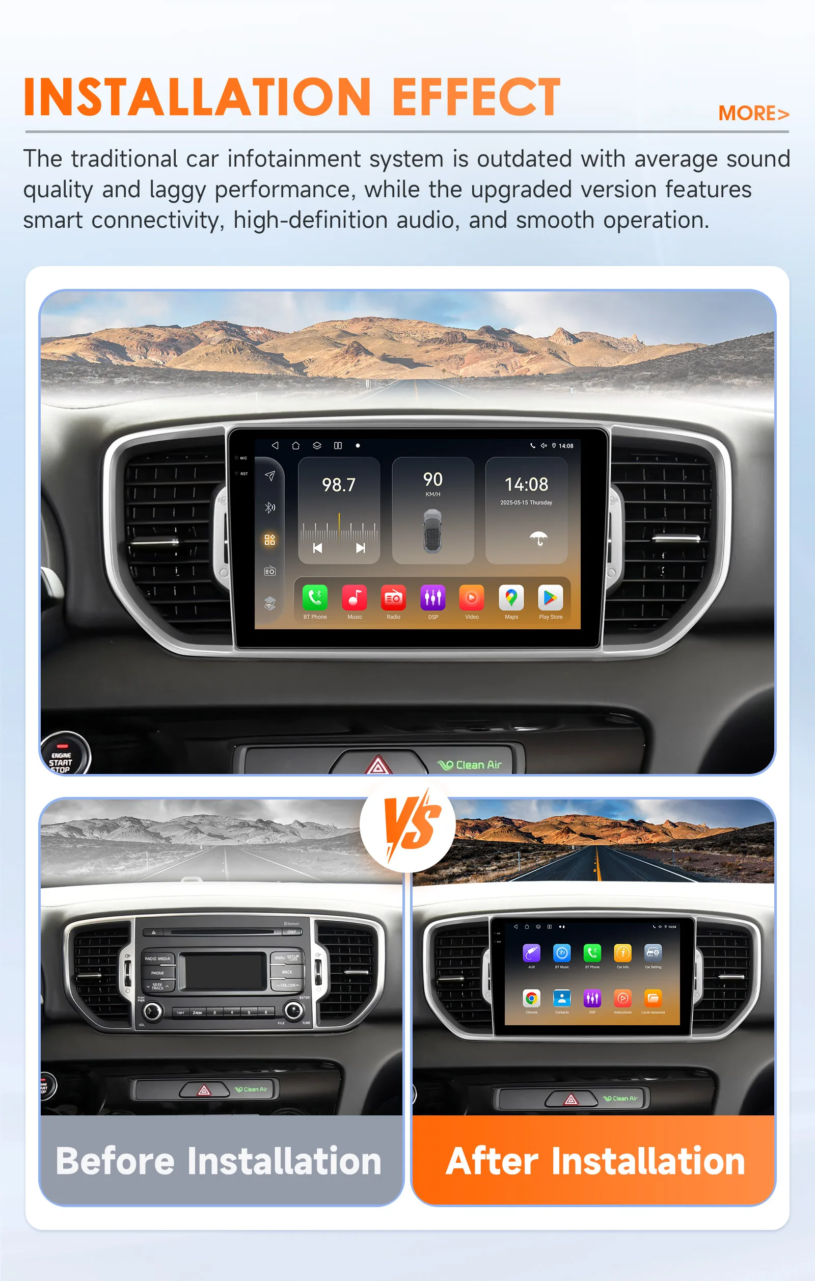 Hizpo 9-Zoll-Auto-Bildschirm für KIA Sportage 4 KX5 2016 2017 2018 Android Auto Navigation GPS Wireless Carplay Wifi Stereo Bluetooth – Detail 6