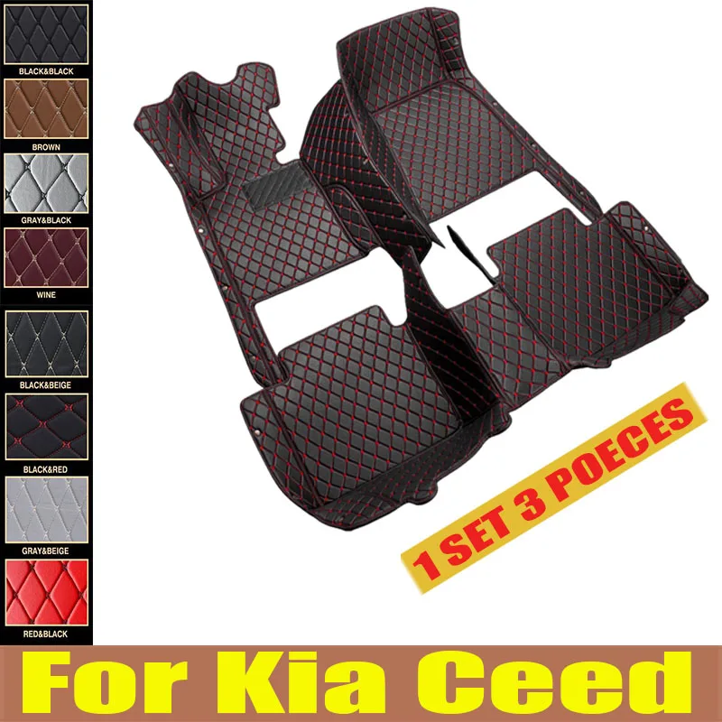 

Luxury Leather 3D interior Parts Custom Car Mats With Pockets Floor Carpet Rugs For Kia Ceed 2014 2015 2016 2018 trunk mat