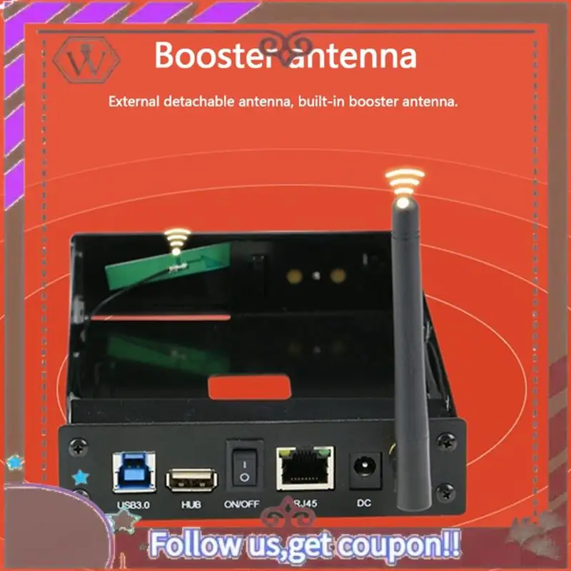 ABBG-Портативный 3,5-дюймовый HDD SSD-корпус Портативный USB3.0 Rj45 Ethernet NAS Сетевой потоковый сервер для хранения корпуса EU PLUG