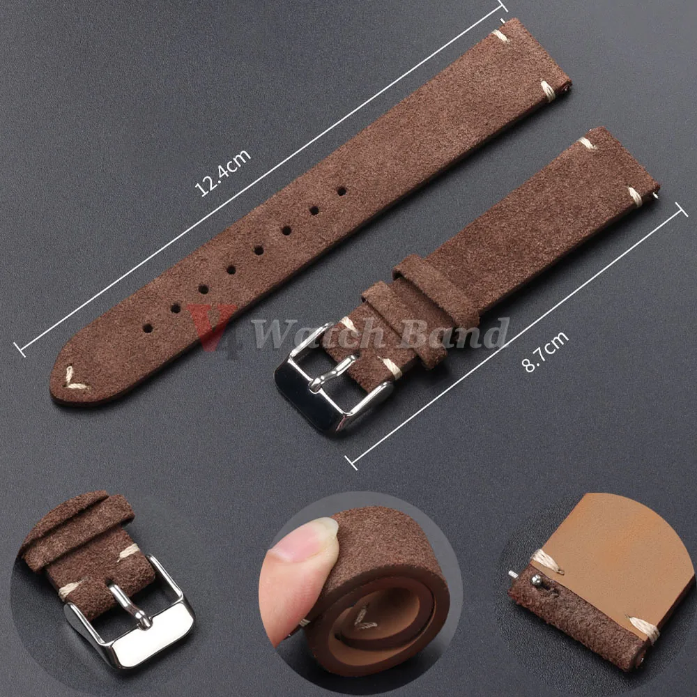 Soft Suede Quick Release Watch Strap for Seiko, 18/20/22mm