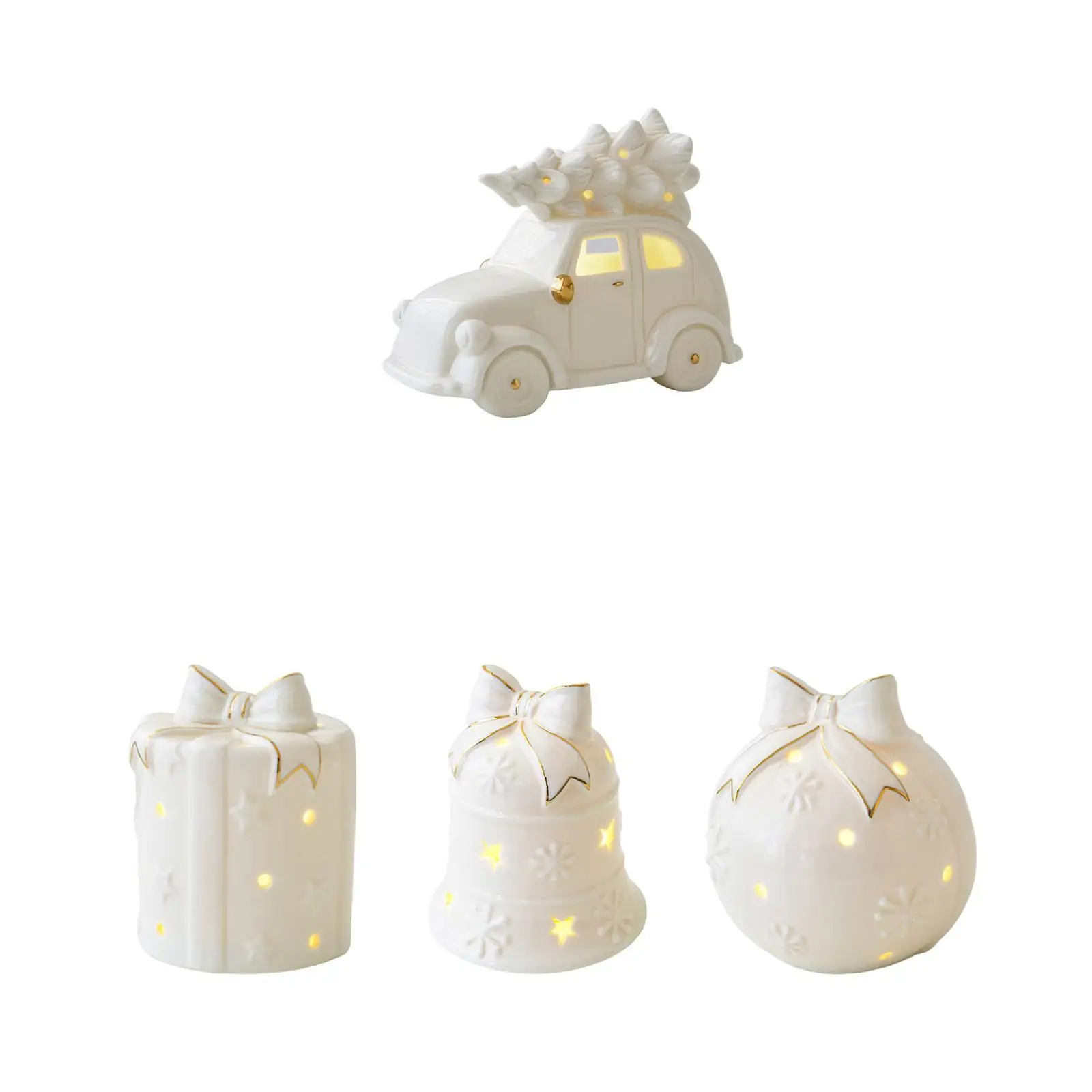 Christmas Decoration Ceramic Night Light Home Decor Prop Tabletop Figurine for TV Stand Living Room Bookshelf Bedroom Christmas