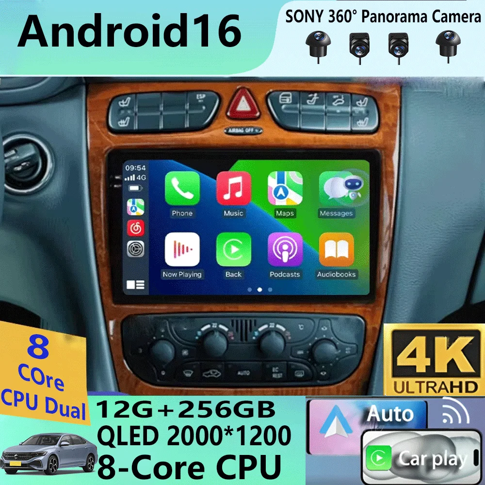 Android16 For Mercedes Benz C Class W203 C200 C320 C350 CLK W209 2002 - 2005 Car Stereo Multimedia Video Player Car Radio NO DVD