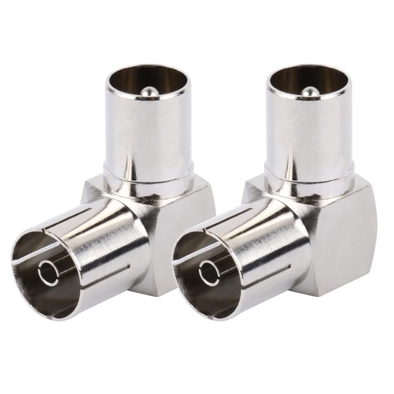 هوائي التلفزيون الجوي الزاوية اليمنى قابس مهايئ إلى المقبس F أنثى إلى قابس ذكر التلفزيون