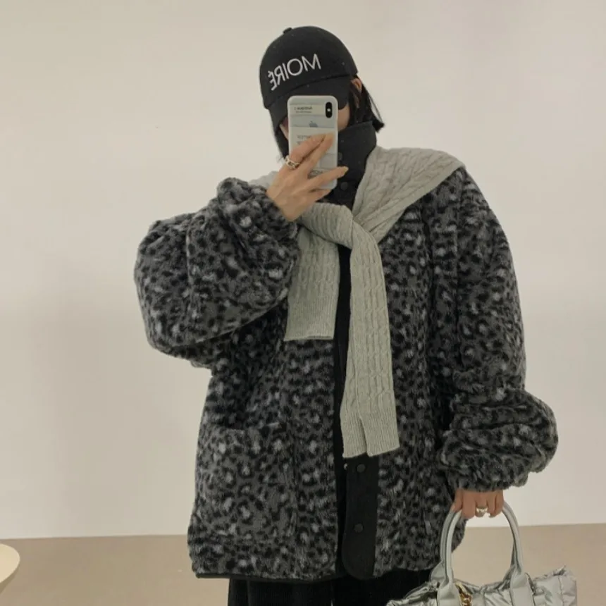 Ladies Chic Versatile Vintage Warmth-Laden Medium-Length Lamb Fur Jaet Autumn Winter New Sle Faionable Age-Defng Oute...