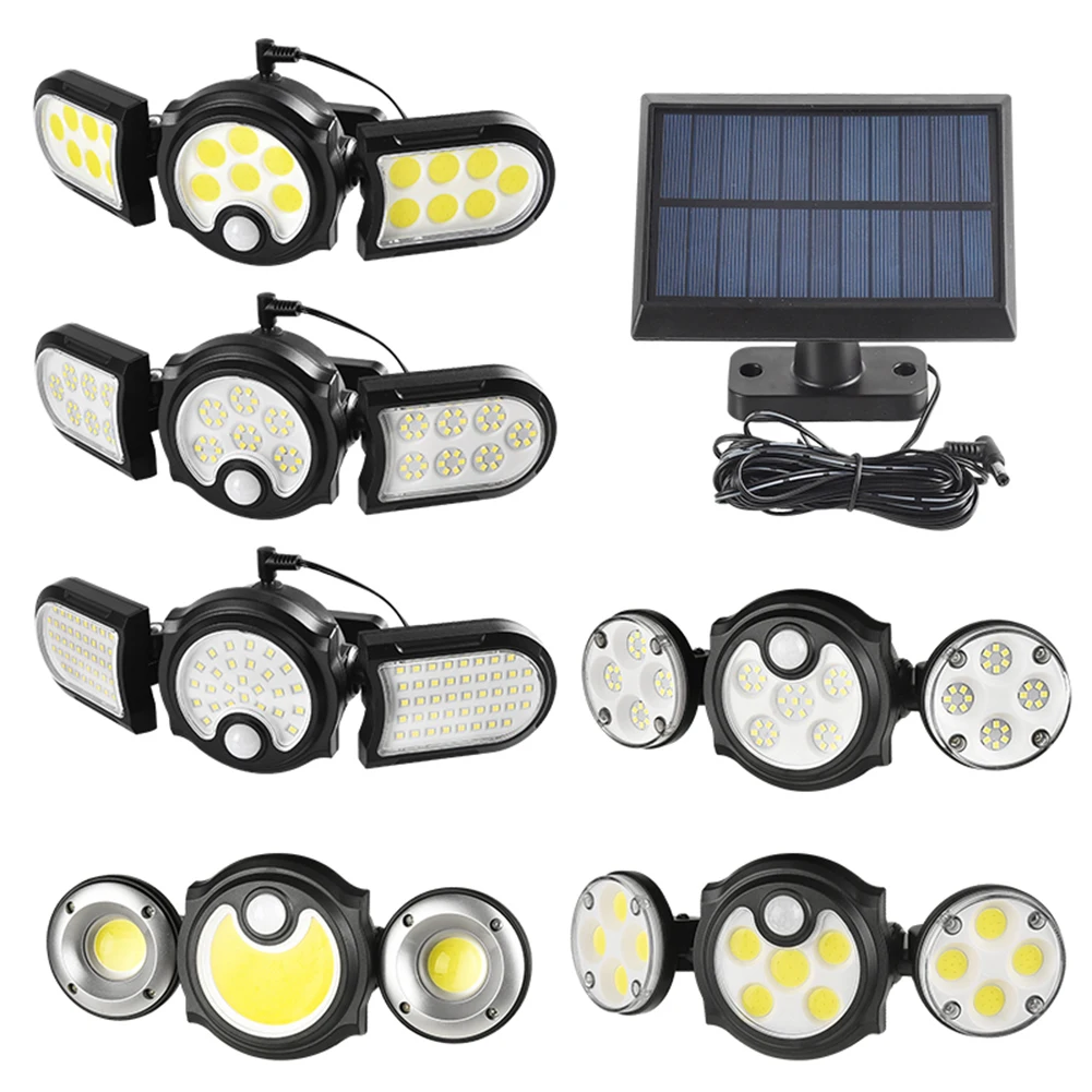 

Solar LED Light Outdoor Motion Sensor Solar Powered Garden Lamp 3 Heads Rotatable Waterproof Wall Lamp For Garden Street Porch
