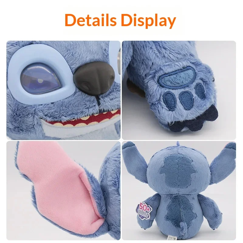 2026 America Lilo & Stitch Peluche Morbido Farcito Cartoon Stitch 3d Incandescente Suono Giocattolo Peluche Compleanno Cuscini di tiro Per I Bambini