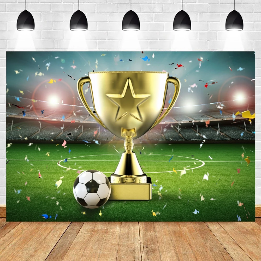 Football Birthday Backdrop Soccer Field Stadium Grassland Baby Boy Portrait Photo Background Cake Table Banner Photography Props