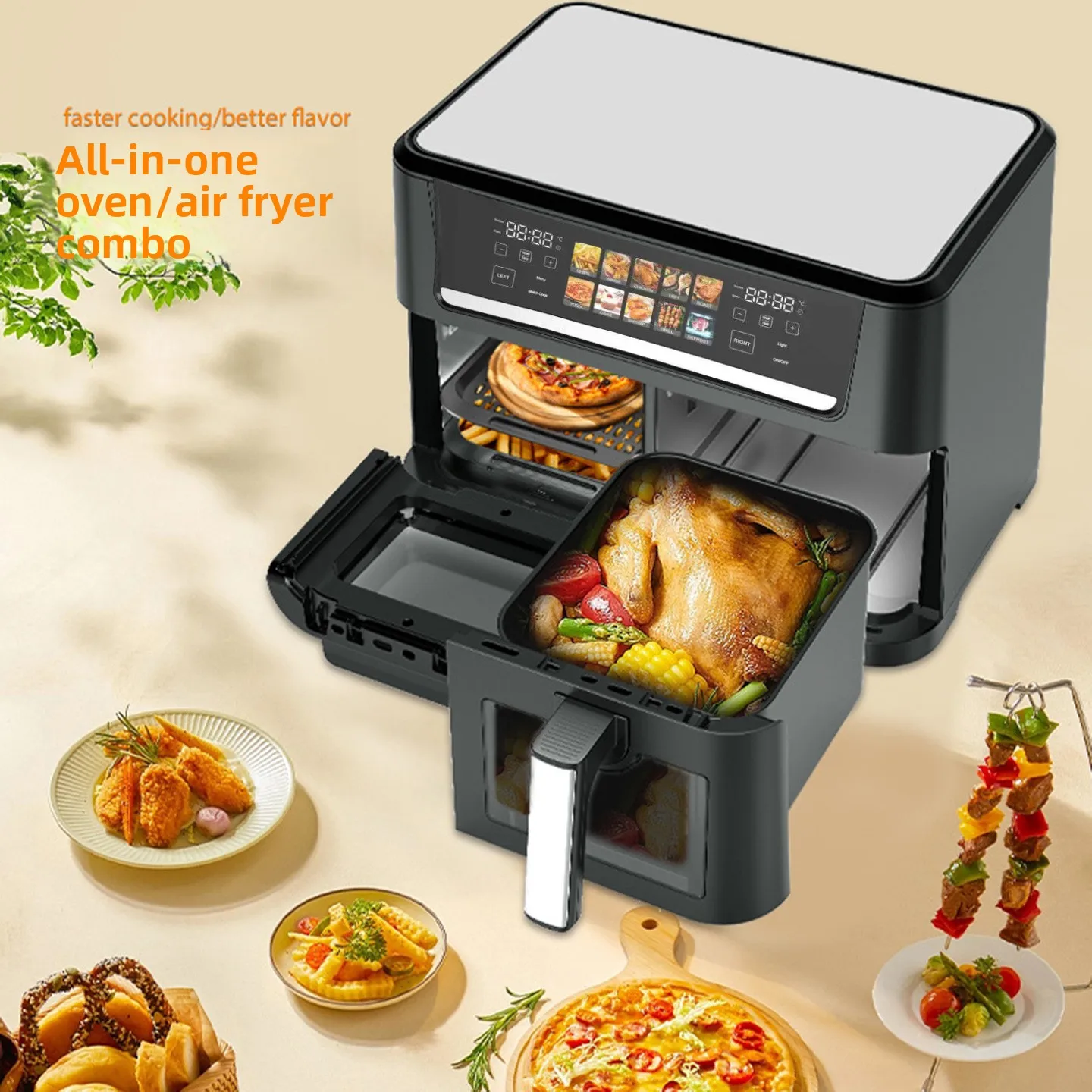 Friteuză cu Aer Cald 14 L, 1800 W, Gătit fără Ulei pentru Toată Familia