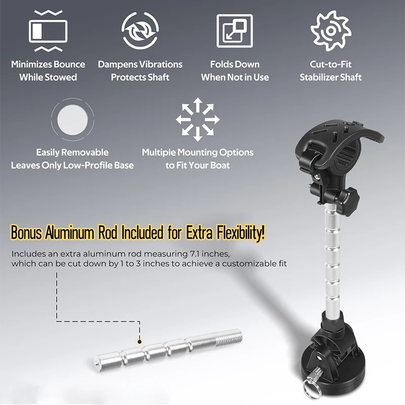 Electric Steer Trolling Motor Stabilizer Mount Support for Minn Kota Terrova, Riptide, Ulterra, PowerDrive and More