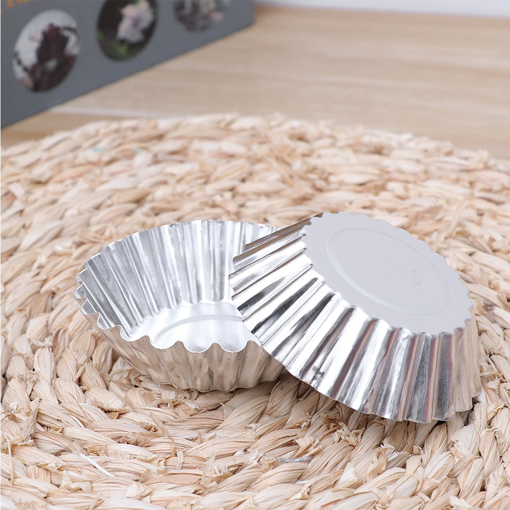

50pcs Aluminum Baking Cups Egg Tarts Mold Tartlets Pans Metal Muffin Cupcake Cake Pan Egg Tarts Mould Silver Nonstick