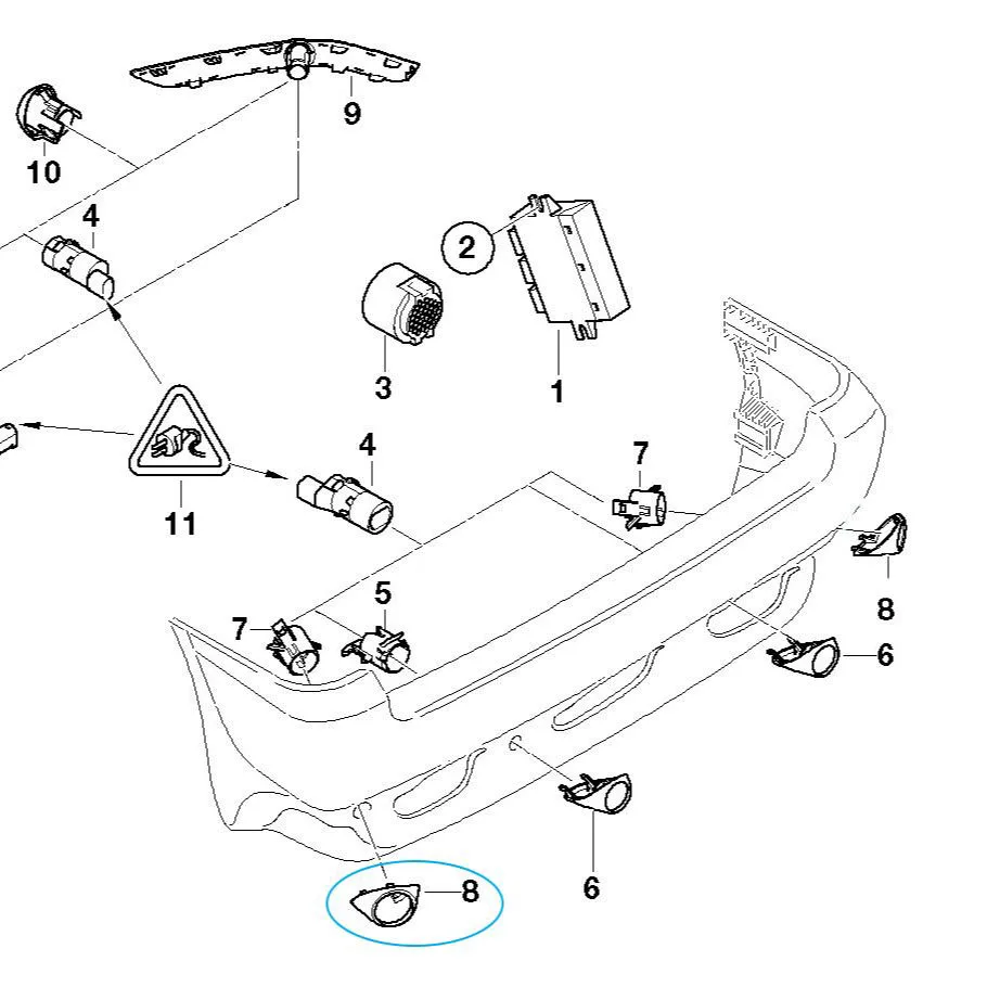 For Bmw X5  E53/E53 LCI 2000 2001 2002 2003 2004 2005 2006  Rear Pdc Parking Sensor Outer Right Cover Trim 8268370 8268369