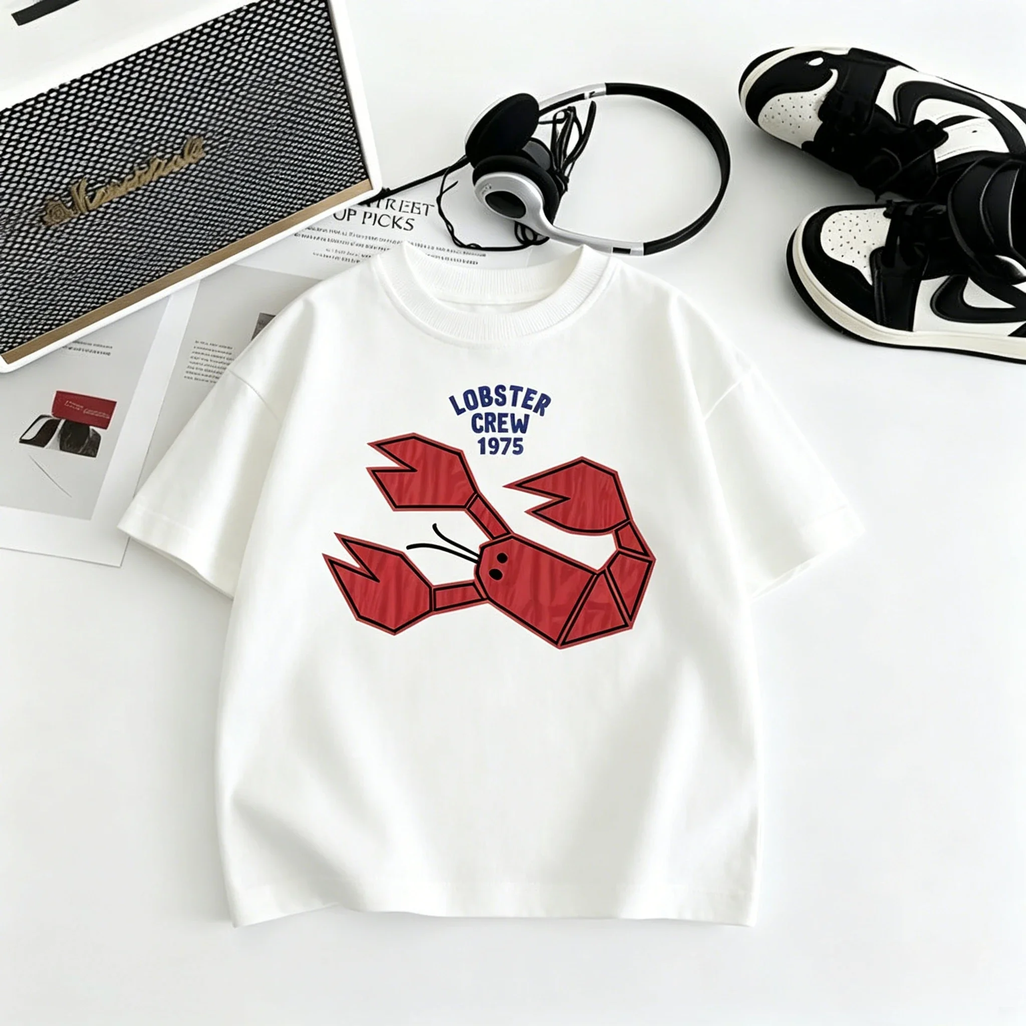 Kids Crew Neck Short Sleeve T-Shirt Multiple Design Print Cotton Summer Sportswear Fashion Pullover Top for Children