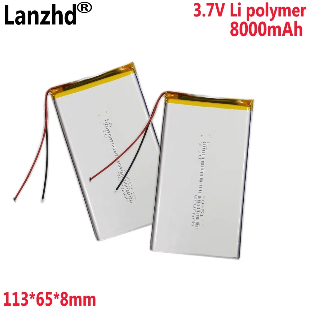 3.7V 8000mAh Polymer Rechargeable Lithium Lipo Battery 8065113 For GPS PDA MID PDF Power Bank Tablet PC battery 7565113