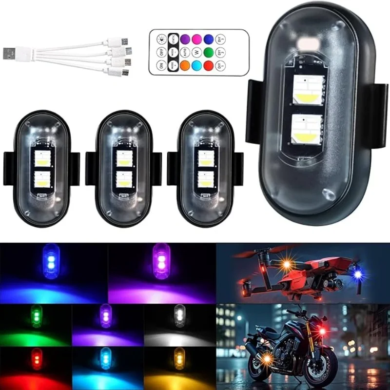 

Беспроводной стробоскоп с дистанционным управлением, 8 цветов, зарядка через USB, водонепроницаемый, для предотвращения столкновений, аварийное предупреждение, сигнальная лампа положения