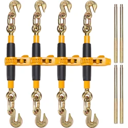 SucceBuy 7100lbs Ratchet Chain Binder Tie Down Hauling Load Strap with Detachable Hook Antiskid Handle for Flatbed Truck Trailer
