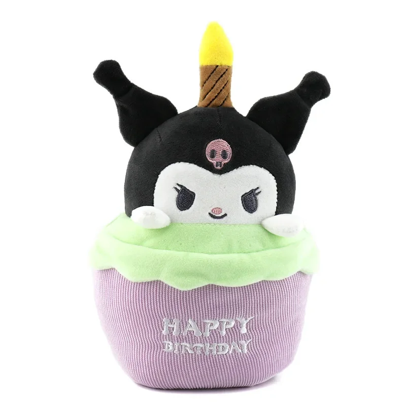 Sanrio Kuromi Melody Pom Pom Purin Cinnamoroll Lotso Pochacco Hanton Birthday Cake Music Plush Dolls Sing Candles Glow Dolls