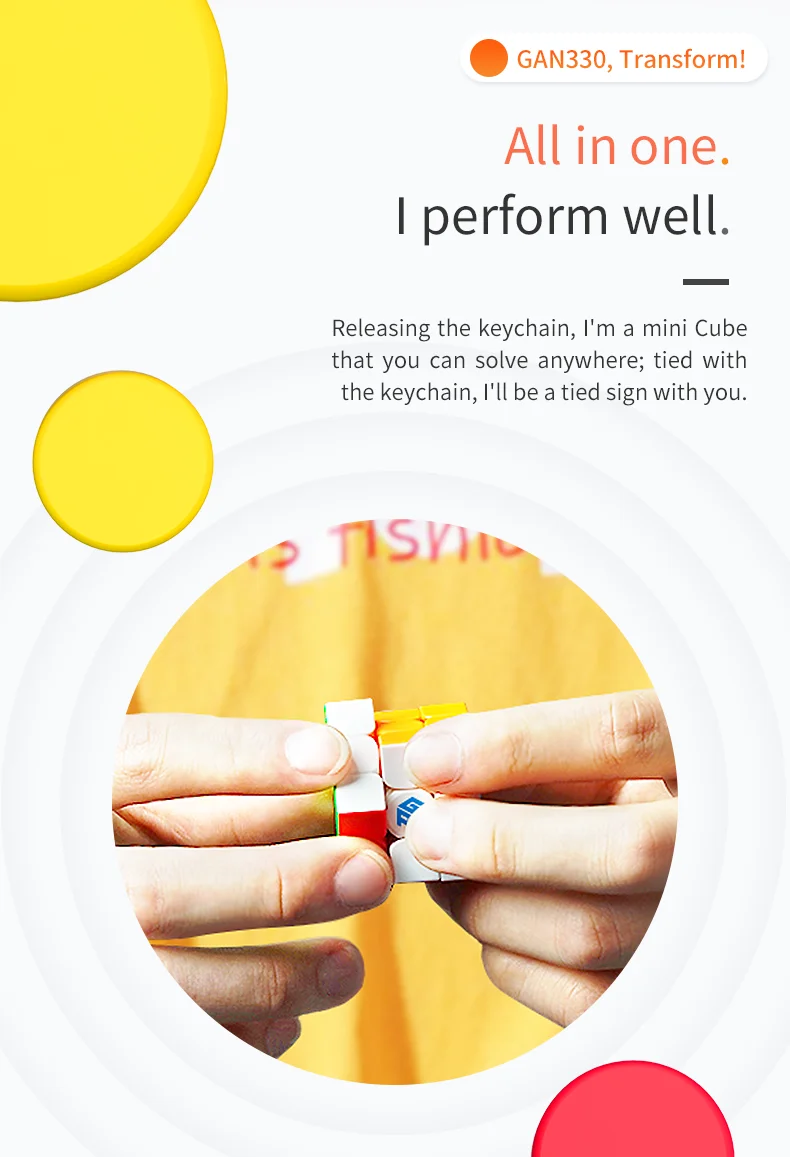 GAN 330 Portachiavi Cubo 3x3x3 Mini Cubo di Velocità Senza Adesivo 3x3 Cubo di Velocità Cubo Magico Professionale Puzzle Giocattoli GAN330 Cubo