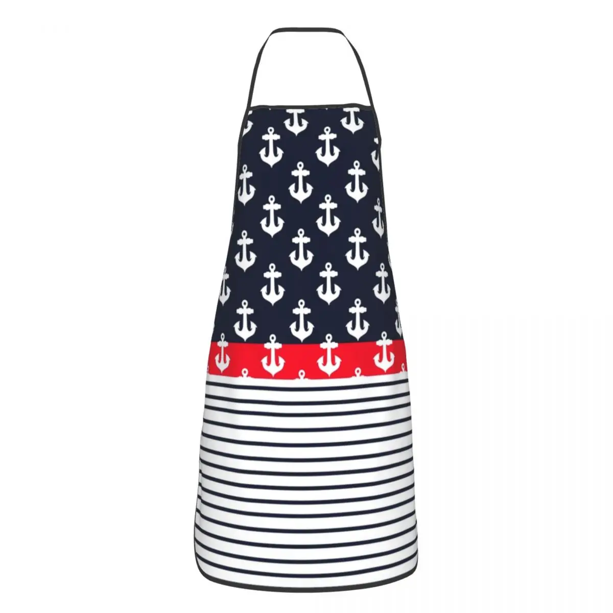 Anchor Texture Bib Apron Women Men Unisex Kitchen Chef Nautical Sailor Sea Style Tablier Cuisine for Cooking Baking Painting