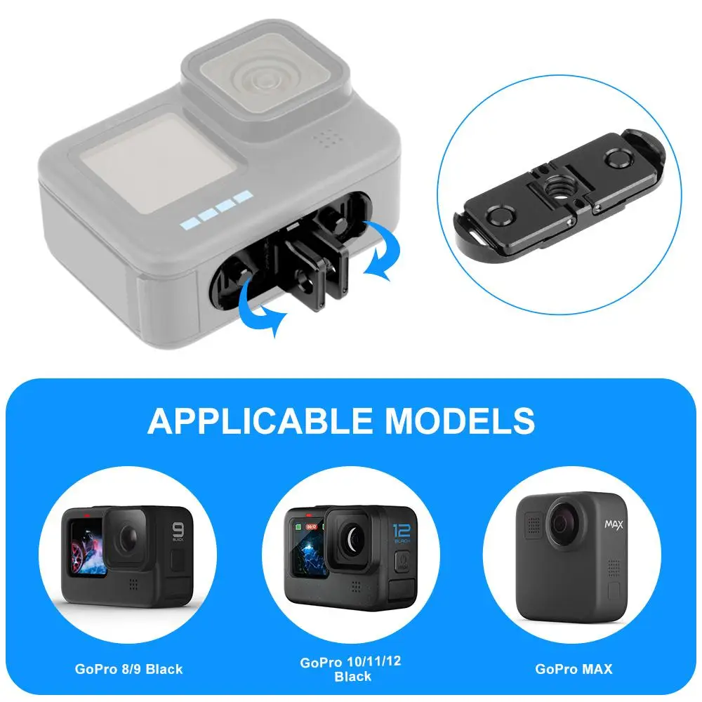 PULUZ Quick Release Magnetic Folding Base Adapter for GoPro HERO12 Black/11 Black/11 Black Mini/10 Black/9 Black/8 Black/Max