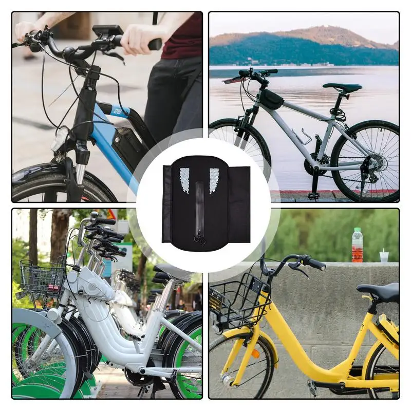 Cubierta de batería de bicicleta eléctrica, cubierta de viaje impermeable para bicicleta con tiras reflectantes, cubierta protectora contra la lluvia, bolsa de batería estable