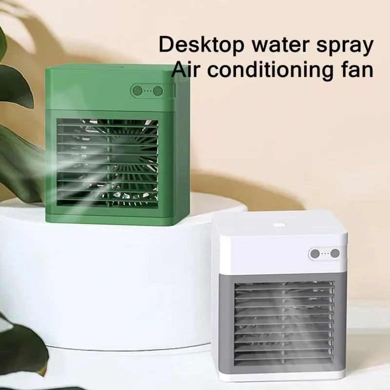 

USB Rechargeable Air Cooling Fan Home Office Air Conditioner 400ML Mist Sprayer Moisturizing Humidifier 3-speed with Night Light