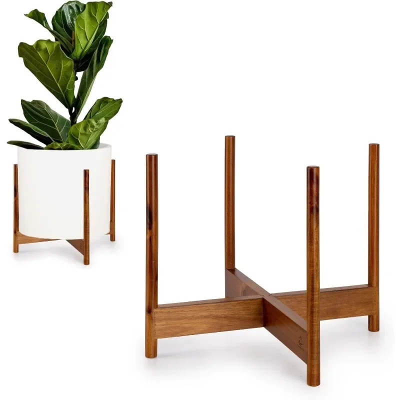 Modern Raised Planting Brackets for Planting Up To 14.9 Inches Wide (not Included); Wood Pot Holder for Houseplant Acacia