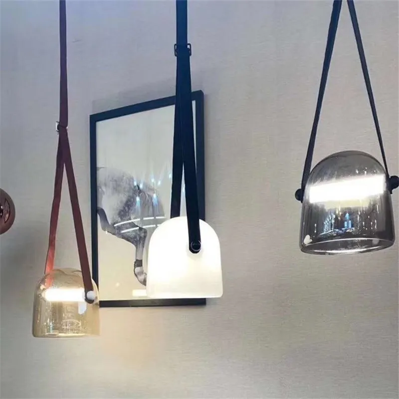 

Nordic Multiple styles Belt Glass Pendant light Restaurant Chandelier Single Head Modern Creative Cafe Clothing Shop Art Lamps