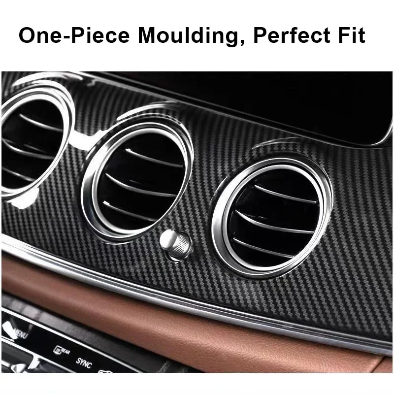 Car Styling Carbon Fiber Front Dashboard Panel Trim for Mercedes Benz E Class W213 E200 E300 LHD Chrome Interior Accessories