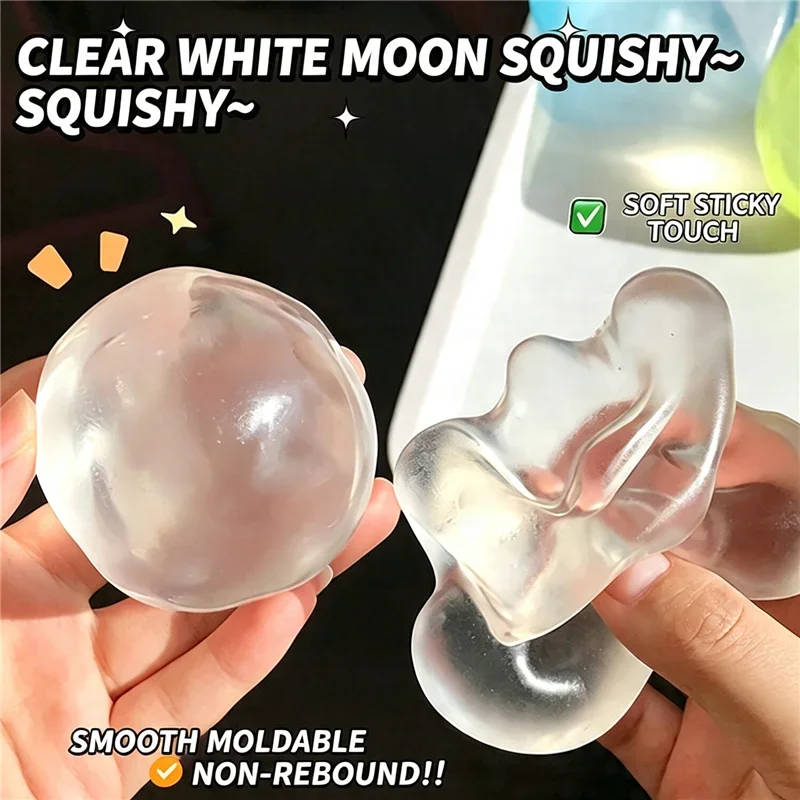 Trendy Silver Pearlescent Squishy Ball Toy Transparent Moldable Vaseline No Rebound Squishy Satisfying Decompression Fidget Toy