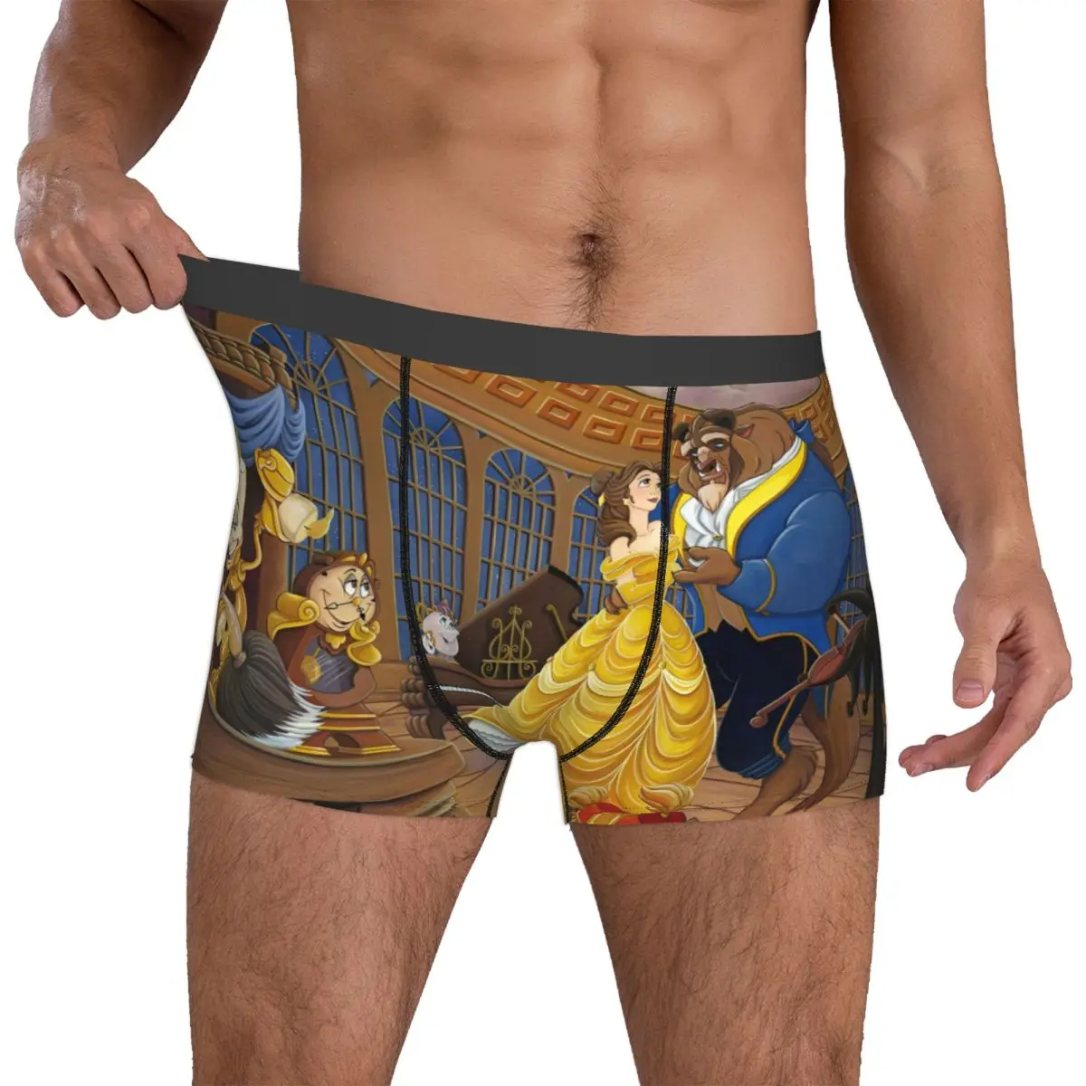 

Мужские трусы-боксеры Custom Beauties Anime Beastes с принтом Belle Beast Cogsworth, мягкие трусы-шорты