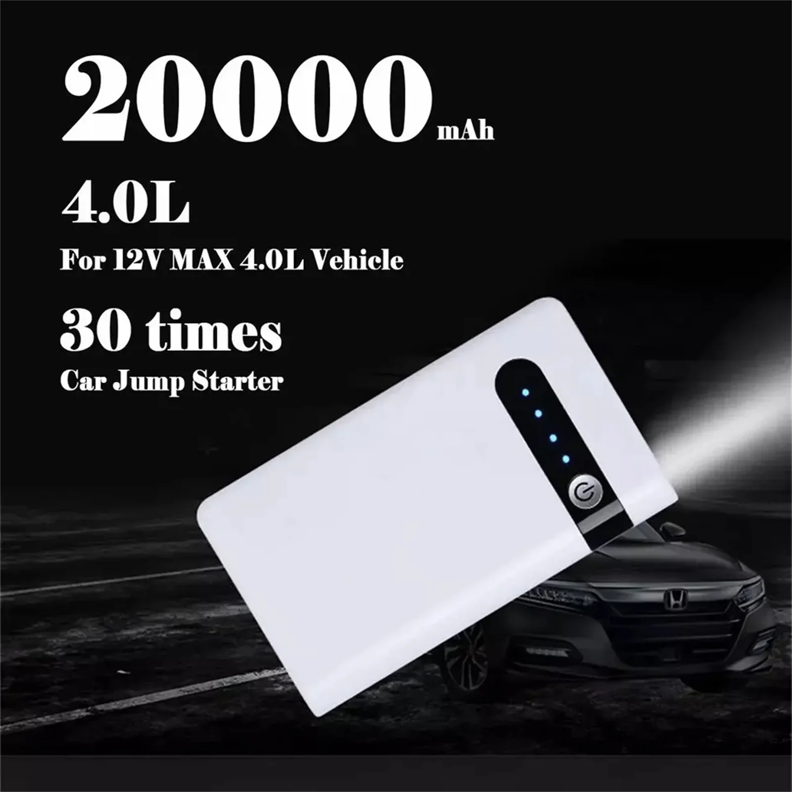 Portable Car Jump Starter, Emergency Charger, Power Bank Battery, 20000mAh, 12V, New